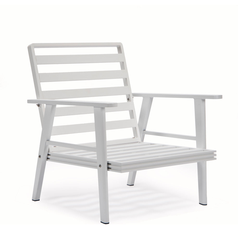 LeisureMod Walbrooke 3-Piece Patio Set With White Aluminum Frame and Cushions, Red