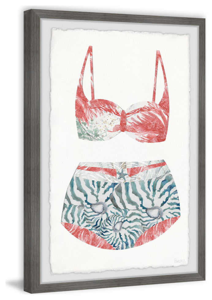 "Flamingo Summer Swimsuit" Framed Painting Print, 8"x12"