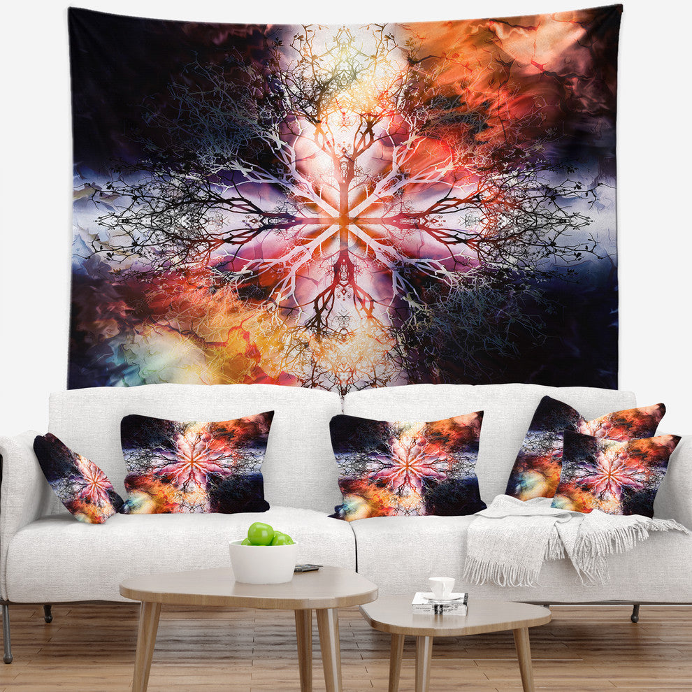 Mandala with Tree Pattern Abstract Wall Tapestry, 60"x50"
