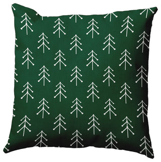 Pine Colored Patterned Trees Polyester Throw Pillow, 16"x16"