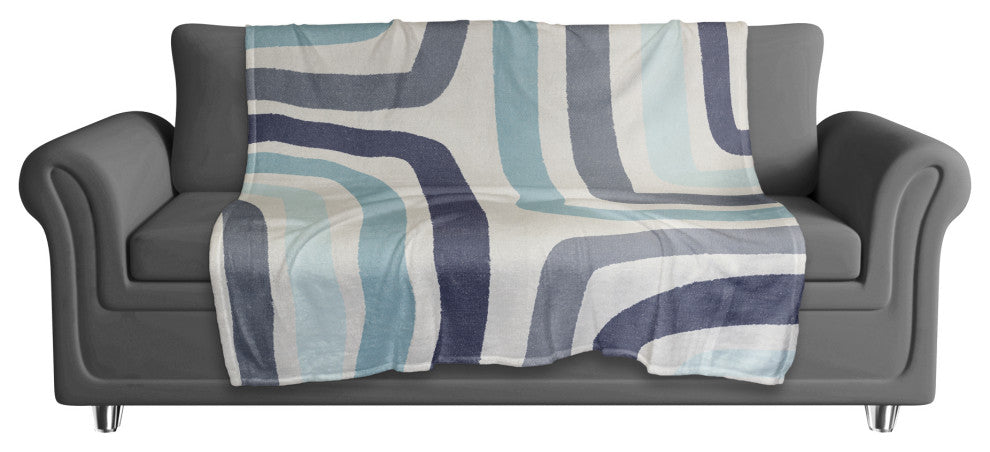 Abstract Blue Stripes 50x60 Coral Fleece Blanket