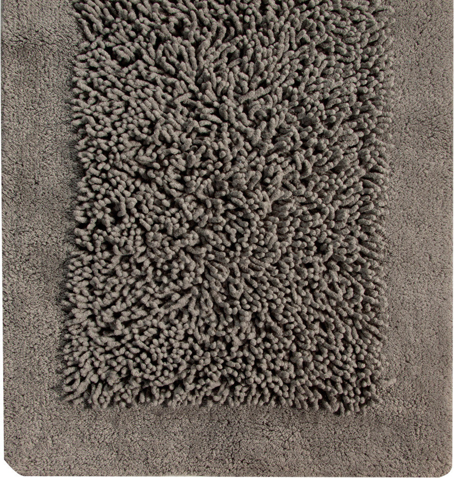 Bath Rug Cotton and Chenille Tufted, 2 Piece Set, 24"x17" and 34"x21", Gray