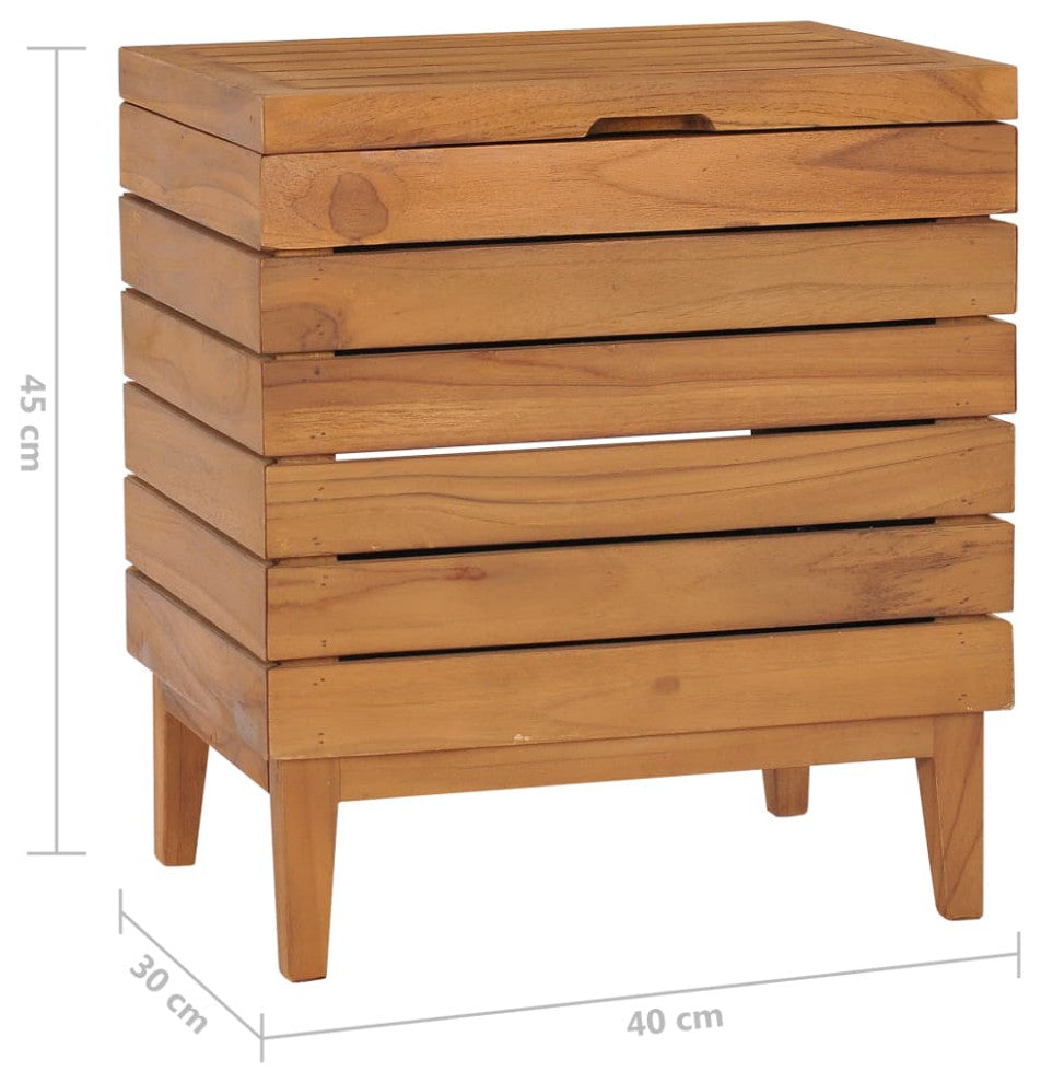 vidaXL Solid Teak Wood Laundry Basket 15.7"x11.8"x17.7" Wooden Clothes Box