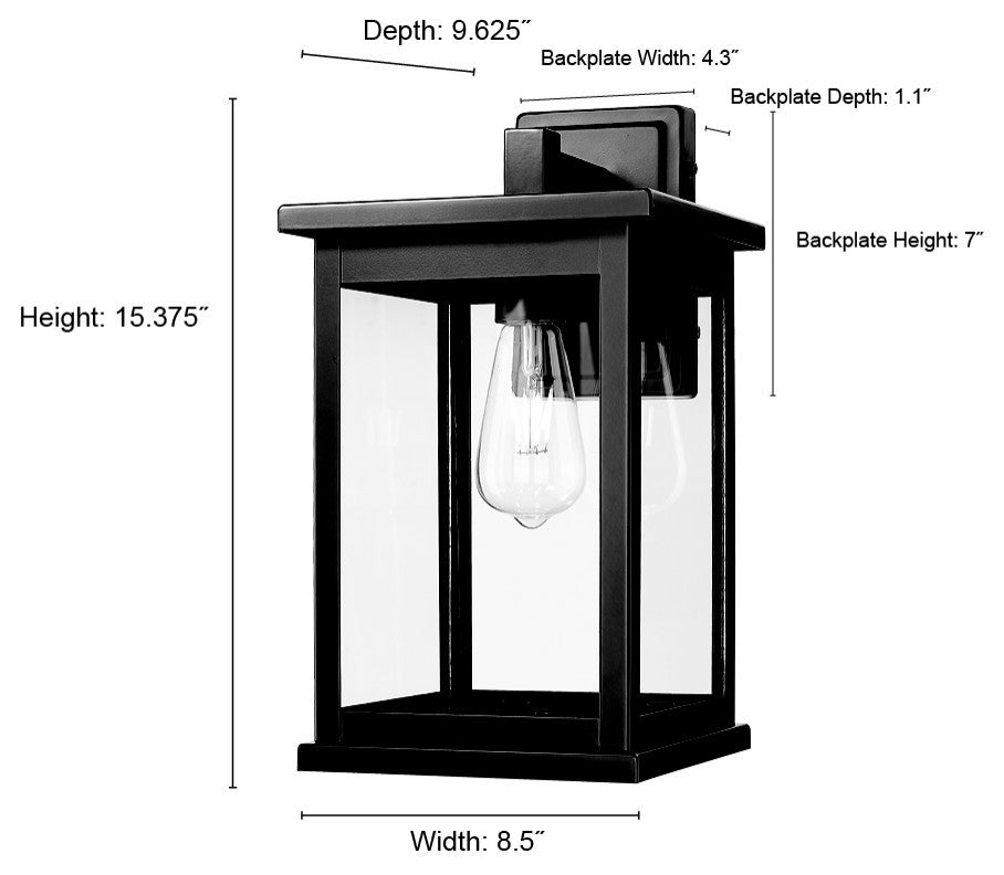 1 Light 8.5 in. Powder Coated Black Outdoor