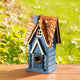12"H Retro Blue Distressed Solid Wood Cottage Birdhouse