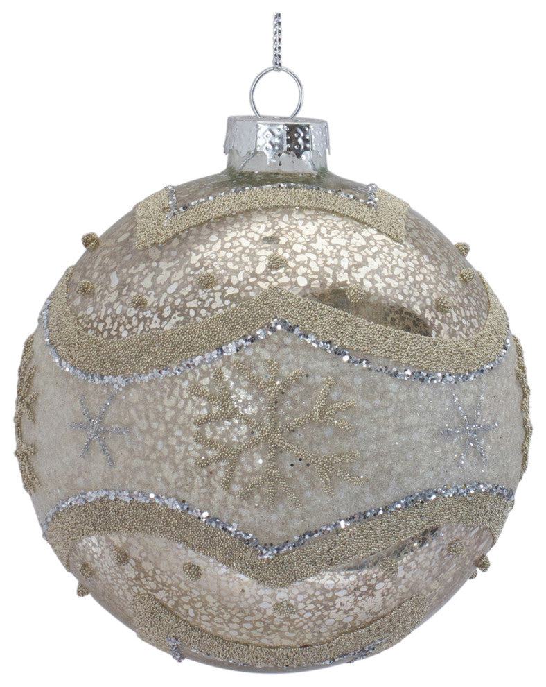 Snowflake Mercury Glass Ball Ornament, Set of 6