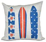 Triple Surf, Geometric Print Pillow, Blue, 20"x20"