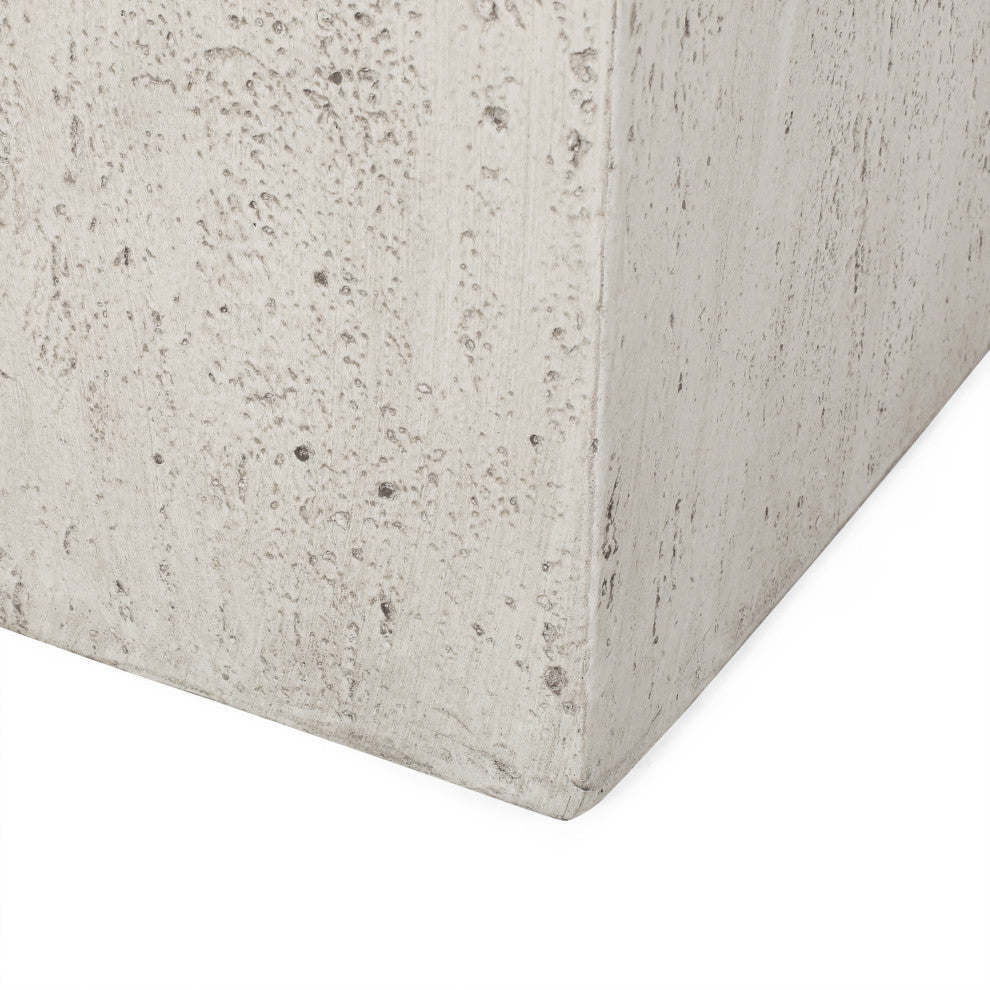Felipe Outdoor Cast Stone Square Planters, Set of 2, White, Large