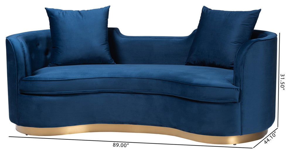 Rosy Glam Navy Blue Velvet Sofa