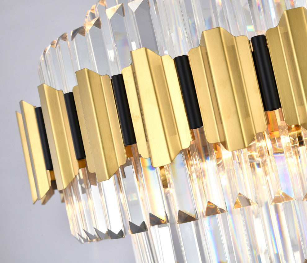 18-Light Gold Stainless Steel Chandelier With Clear Crystals