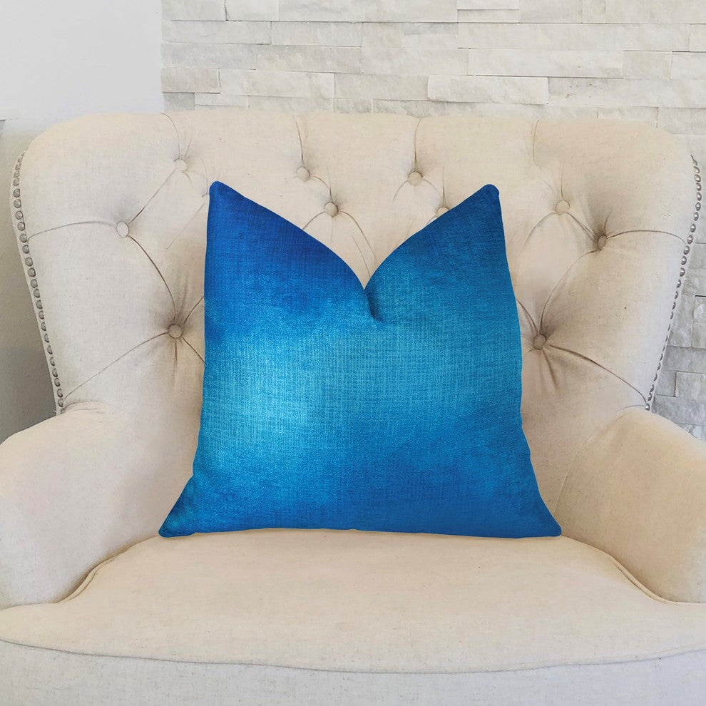Electric Azure Blue Handmade Luxury Pillow, 20"x26" Standard