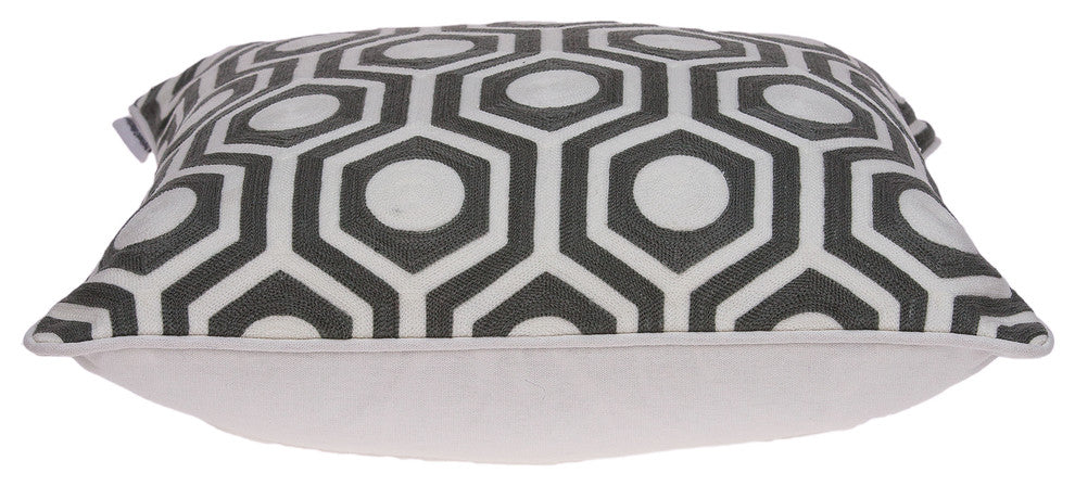 Ursae Traditional Gray and White Pillow Cover With Poly Insert