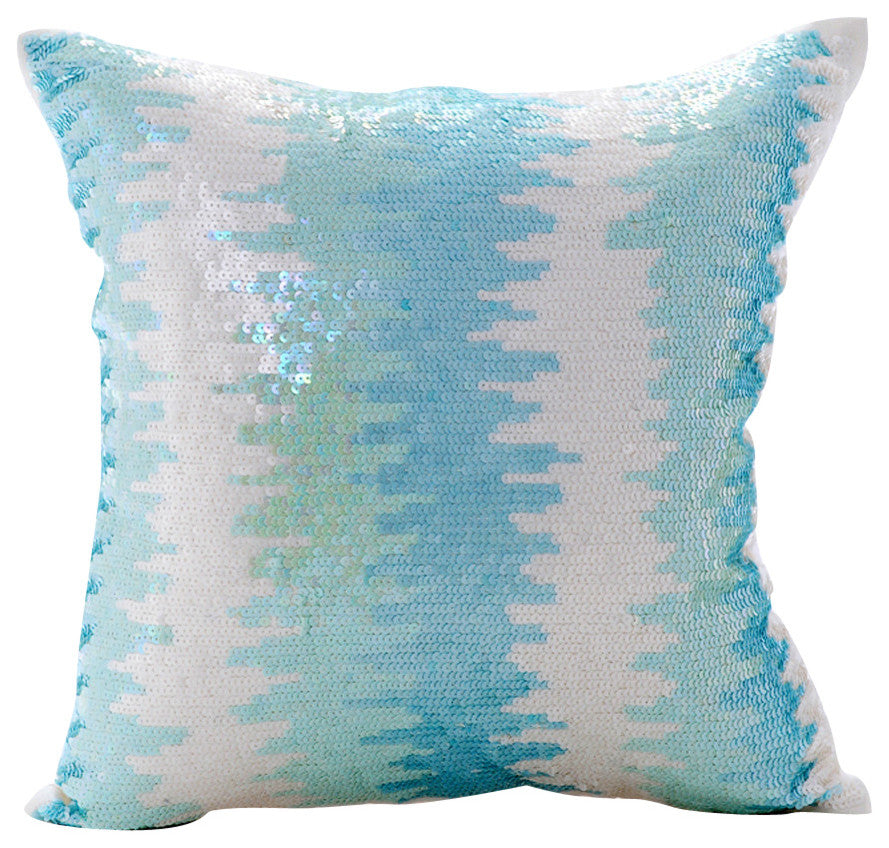 Blue Decorative Pillow Covers 18"x18" Silk, Frozen