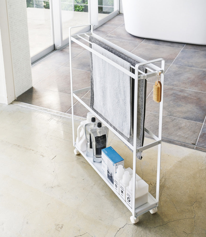 Tower Towel Rack and Organizer Wagon, White