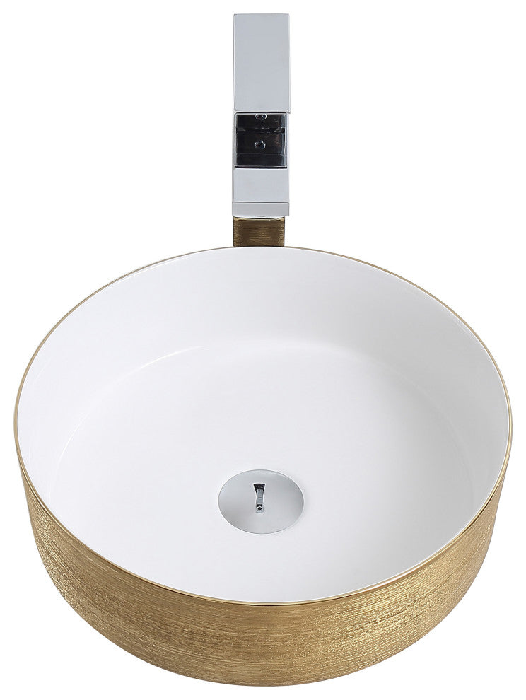 Fine Fixtures Luxury Vessel, Round 15", Brushed Gold