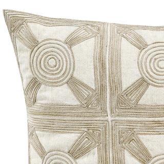 Baia Embroidered Belgian Linen Throw Pillow, 20x20