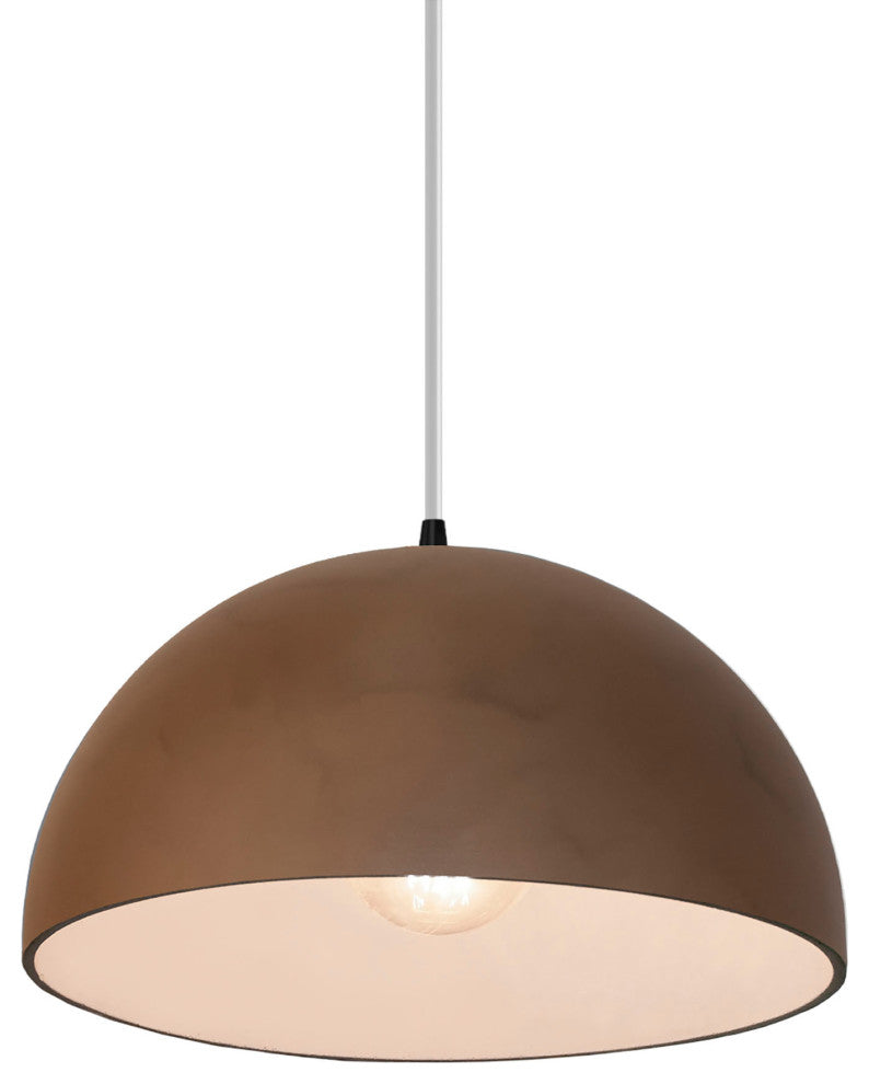 Dome 1-Light Pendant, Terra Cotta, Matte Black, White Cord
