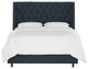 Wells Queen Tufted Wingback Bed, Linen Navy