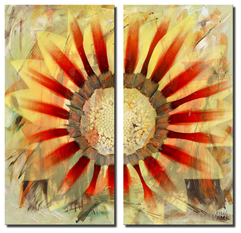 Painted Petals XLV Canvas Wall Art 2-Piece Set, 24"x12"