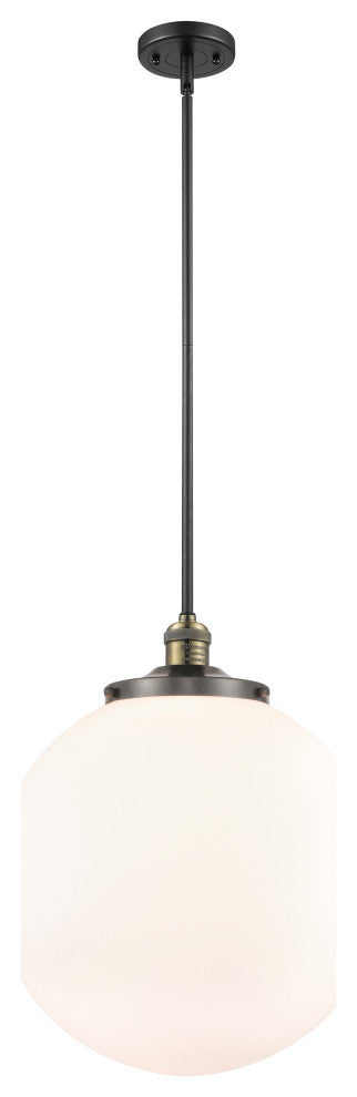 Beacon Pendant, Black Antique Brass, Matte White