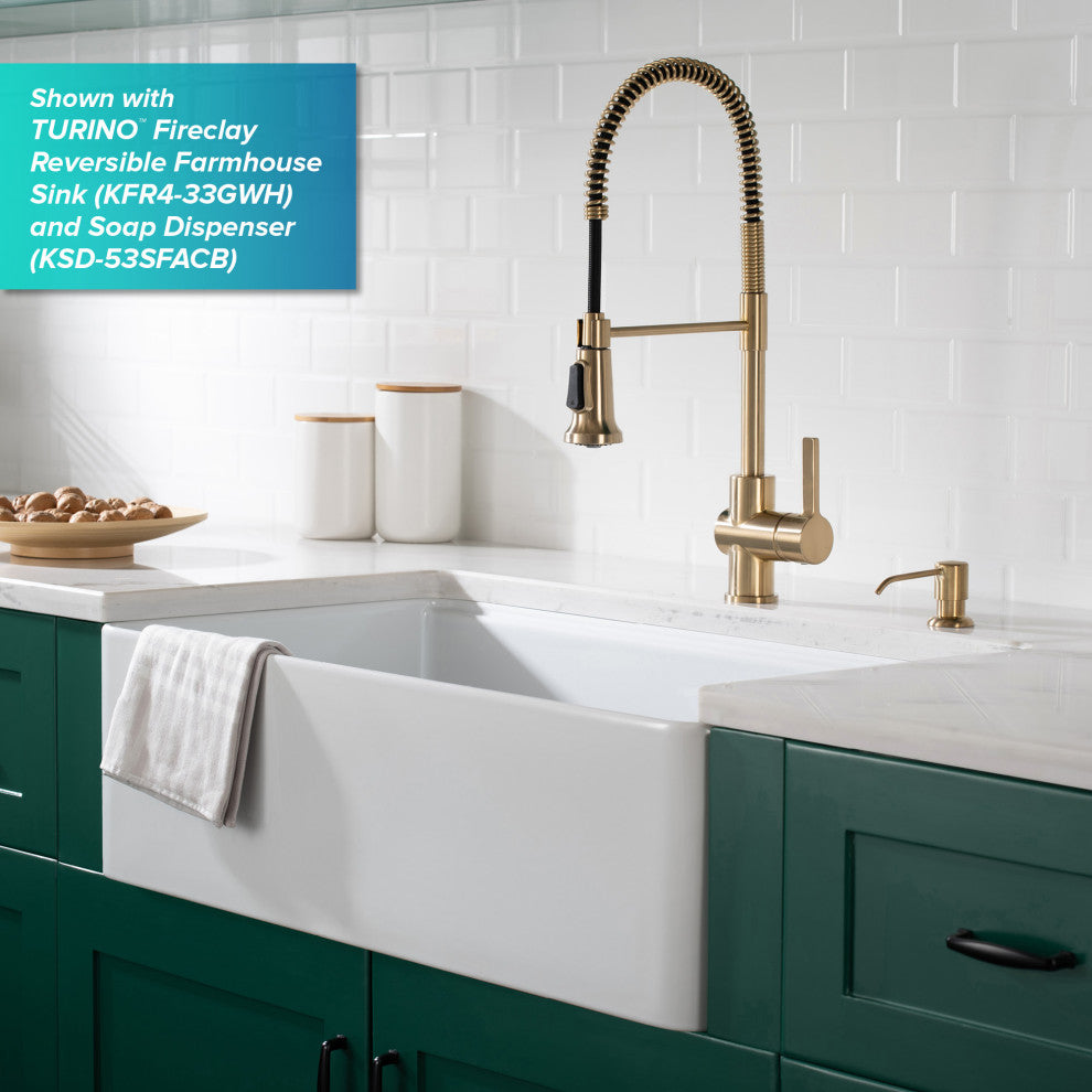 Britt Commercial Style 3-Function Pull-Down 1-Handle 1-Hole Kitchen Faucet, Brushed Brass (Model Kpf-1691bb)
