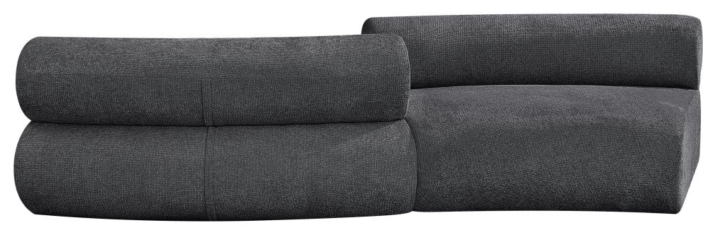 Bale Cream Chenille Fabric Modular Sofa, Gray, 2-Piece, S-Shaped