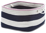 Colonial Mills Basket Nautical Stripe Basket Navy and Pink Square