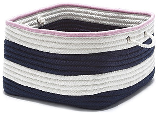 Colonial Mills Basket Nautical Stripe Basket Navy and Pink Square