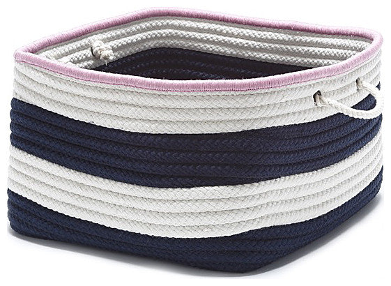 Colonial Mills Basket Nautical Stripe Basket Navy and Pink Square