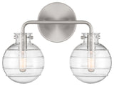 Mason 2-Light Bathroom Vanity Light, Matte Black, Satin Nickel