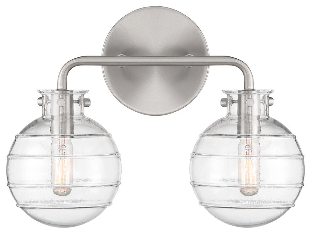 Mason 2-Light Bathroom Vanity Light, Matte Black, Satin Nickel
