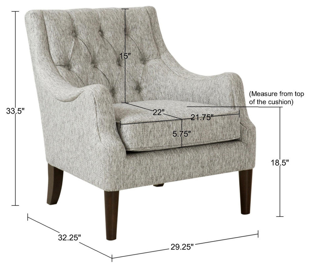 Madison Park Qwen Button Tufted Chair, Gray