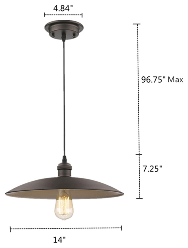 Ironclad 1-Light Rubbed Bronze Ceiling Mini Pendant 14"