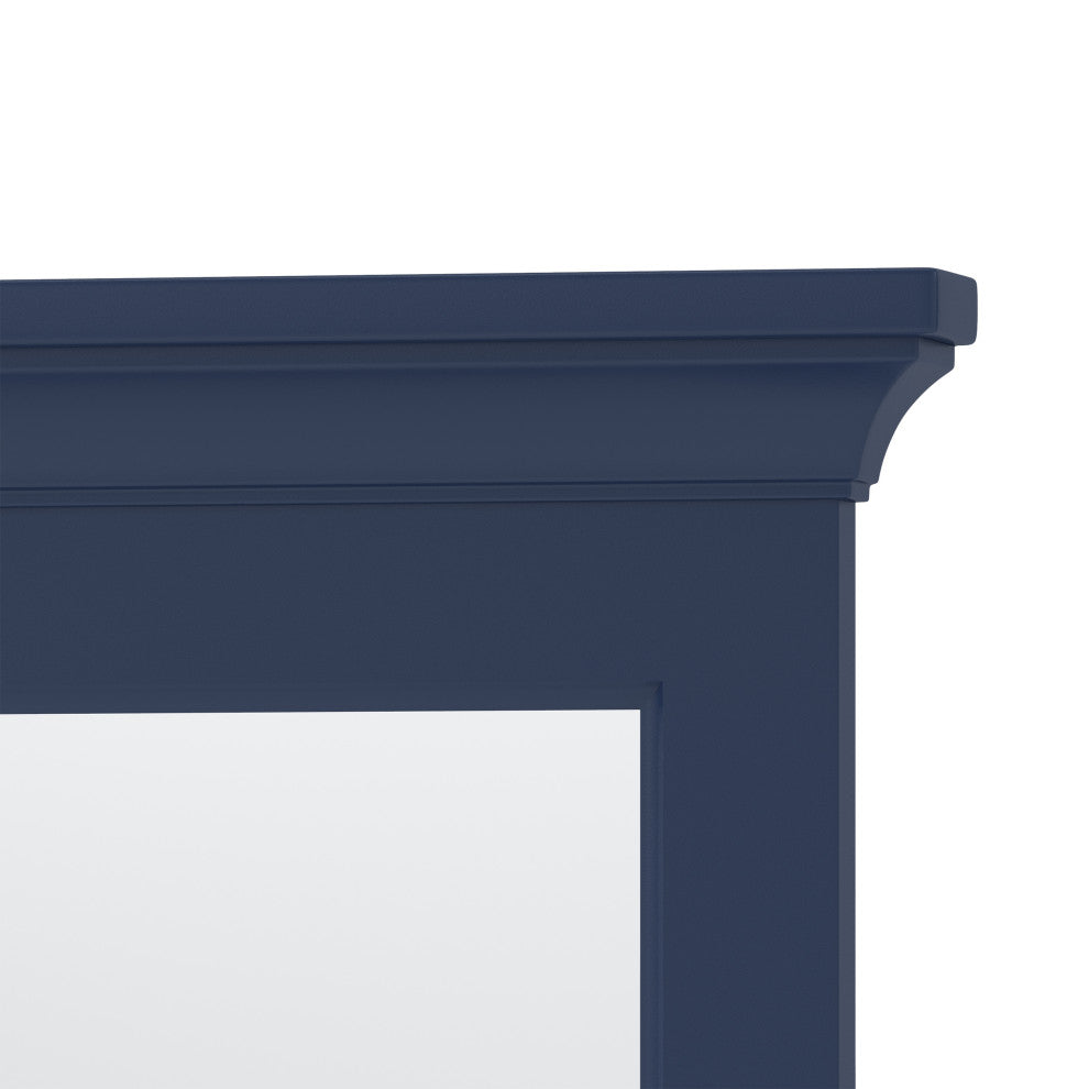 Framed Wall Mounted Bathroom Mirror, Blue;, 32" X 32"