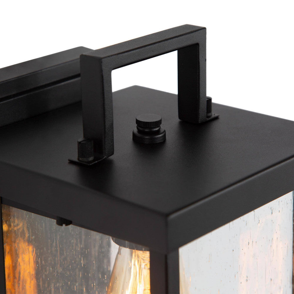 LNC 1-Light Industrial Outdoor Wall Lantern with Seeded Glass Panels, Wall Sonce