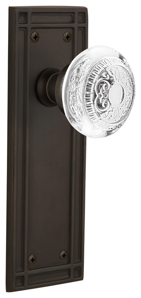 Mission Plate Passage Crystal Egg and Dart Knob, Oil-Rubbed Bronze, 2.375"