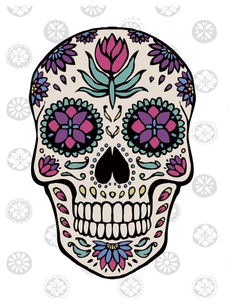 "Sugar Skull IV on Gray" Digital Paper Print by Janelle Penner, 30"x37"