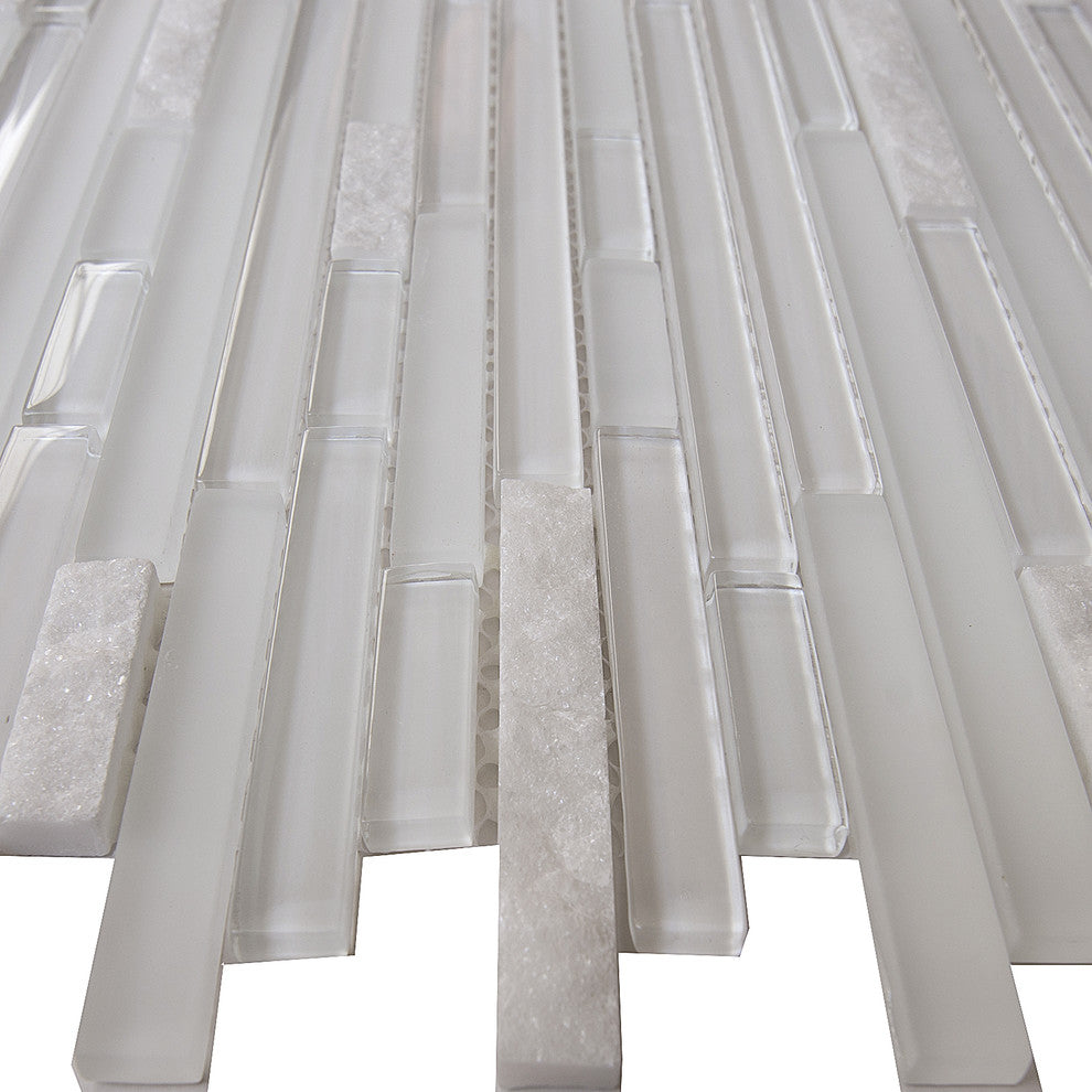 Glass and Stone Mosaic Tile, Horizon Collection, Freeze, Strips, Sample