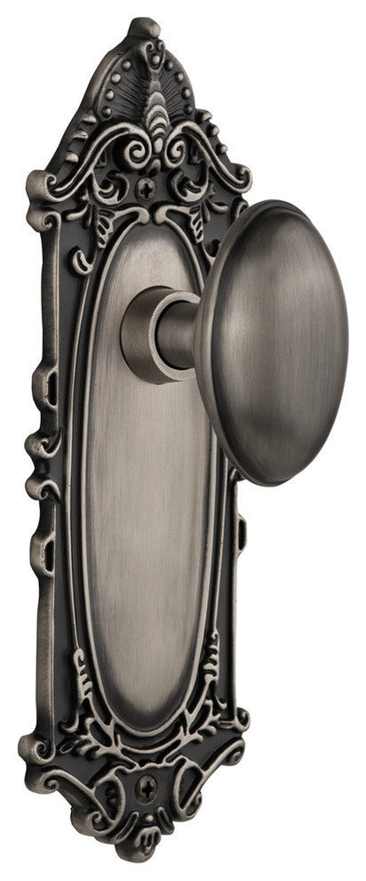 Single Victorian Plate With Homestead Knob, Antique Pewter