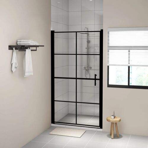 vidaXL Shower Doors Bathroom Shower Enclosure Tempered Glass 39.4"x70.1" Black