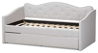 Helena Fabric Daybed With Trundle, Grayish Beige