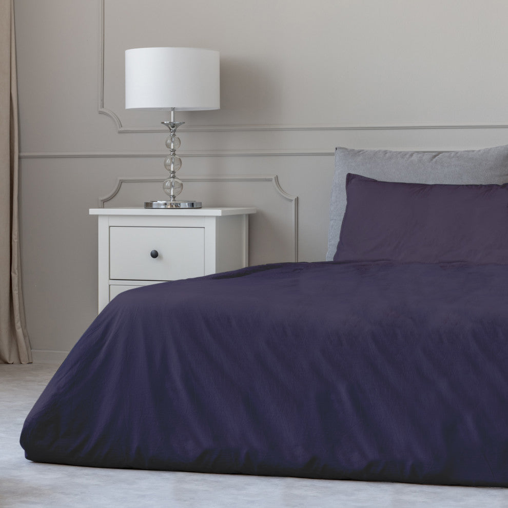 Egyptian Cotton Feel Cool Soft, 4-Piece Sheet, Deep Pockets, Eggplant, King/Cal