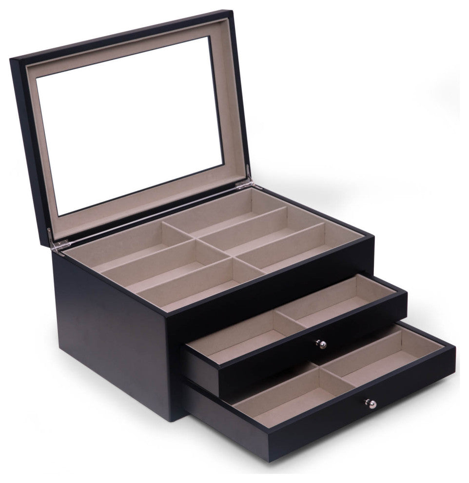 Black Wood 18 Sunglass Storage Box