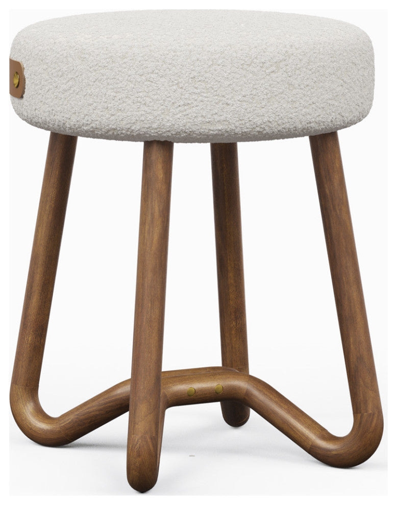 Modern Brazilian - Loop - Upholstered Stool - Noodles Natural Seat, Nozes