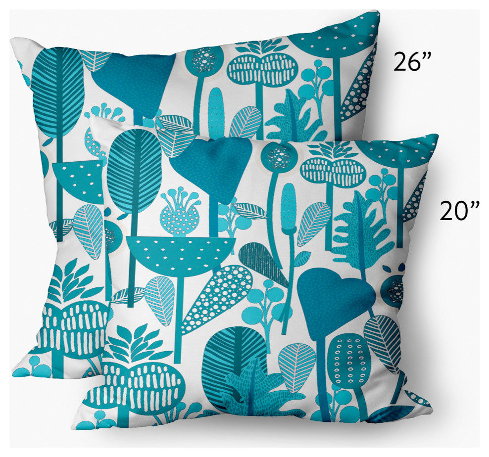 Flower Forest Decorative Throw Pillow, Explorer Blue, 26"x26"