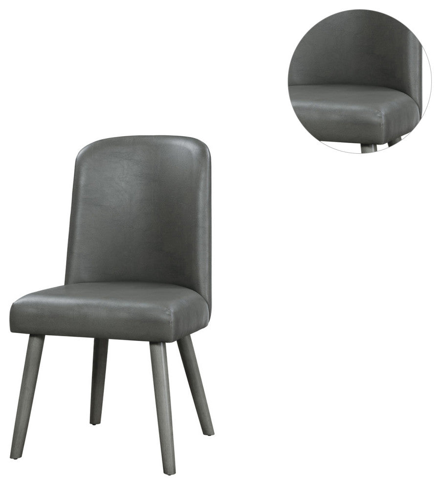Set of 2 PU Upholstered Side Chair, Gray/Gray Oak Finish