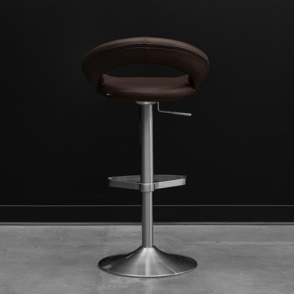 Crescent Swivel Armless Barstool, Brown
