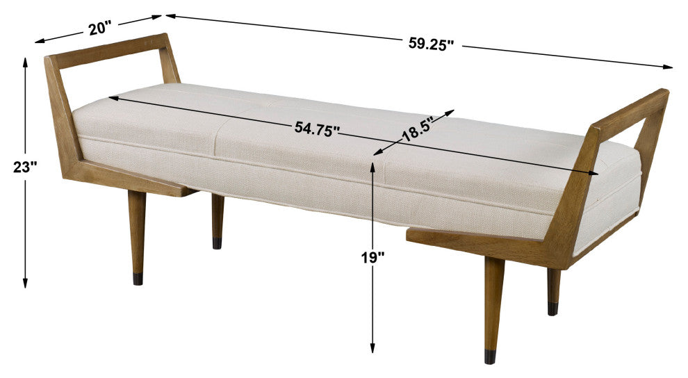 Uttermost Waylon Modern Ivory Bench, 23592
