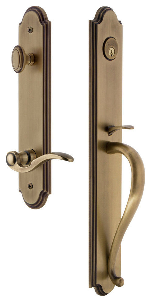 Arc 1-Piece Handleset, S Grip and Bellagio Lever, Vintage Brass, 846766