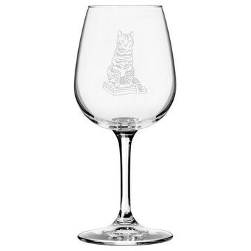 Tabby, Sitting Cat Themed Etched All Purpose 12.75oz. Libbey Wine Glass